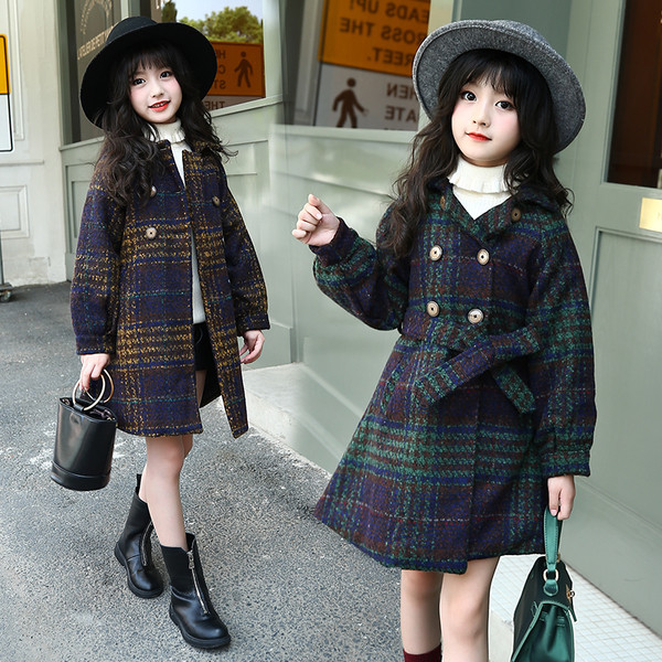 Παιδικό κομψό παλτό με κουμπιά και ζώνη σε δύο χρώματα