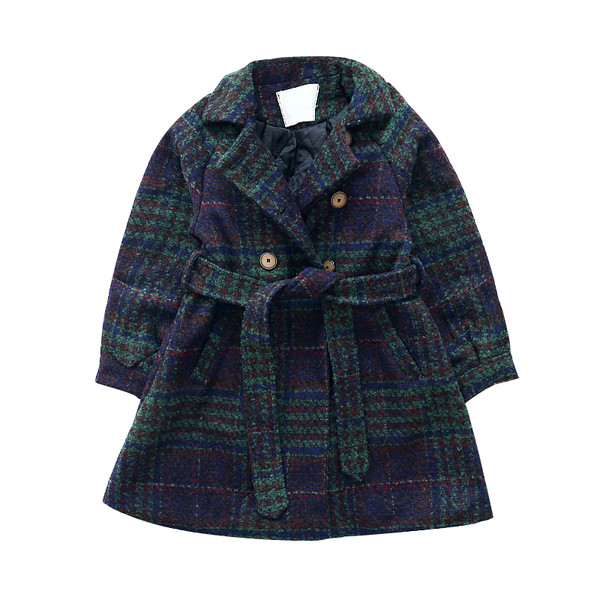 Παιδικό κομψό παλτό με κουμπιά και ζώνη σε δύο χρώματα