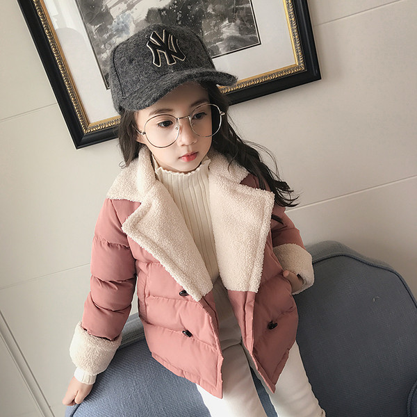 Παιδικό μπουφάν για τα κορίτσια με κολάρο σε σχήμα V σε δύο χρώματα