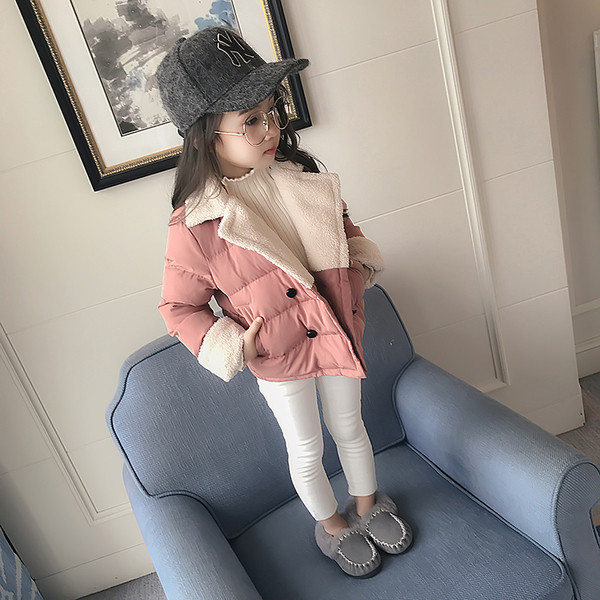 Παιδικό μπουφάν για τα κορίτσια με κολάρο σε σχήμα V σε δύο χρώματα