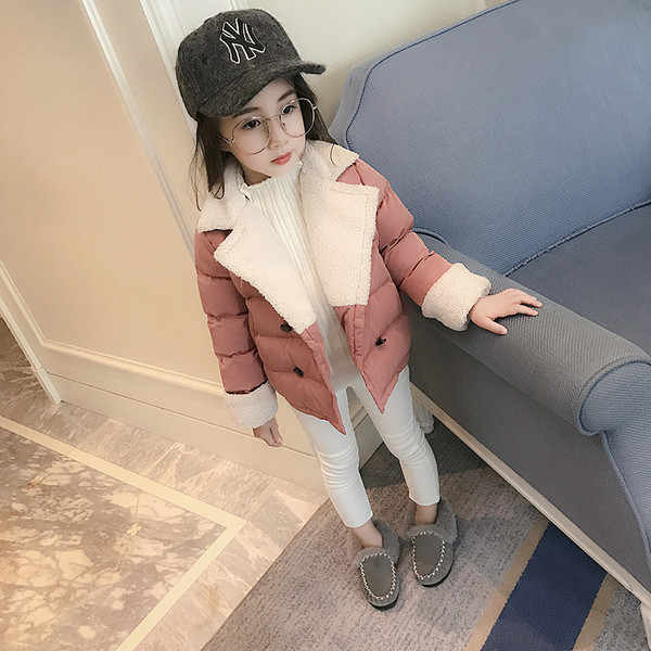 Παιδικό μπουφάν για τα κορίτσια με κολάρο σε σχήμα V σε δύο χρώματα