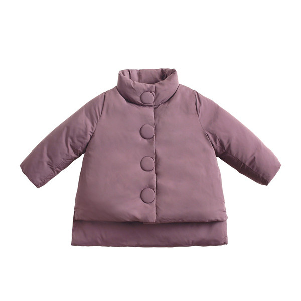 Gyermek téli kabát lányoknak magas gallérral és gombokkal több színben