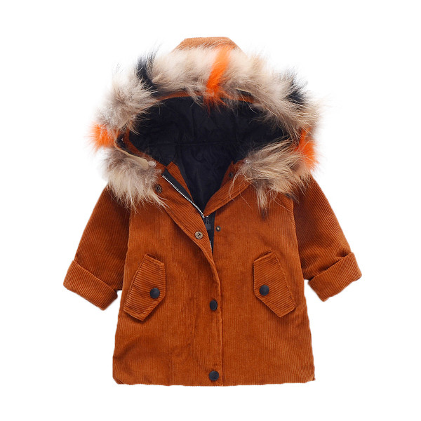 Modern gyerekkabát lányoknak kapucnival, két színben színezve