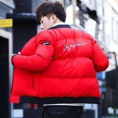 Aktuális férfi téli kabát, hátoldalán felirattal több színben