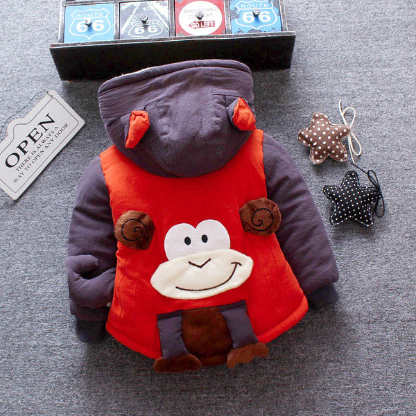 Παιδικό μοντέρνο μπουφάν με κουκούλα και τρισδιάστατα στοιχεία σε τρία χρώματα κατάλληλα για κορίτσια και αγόρια