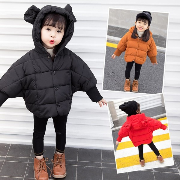 Gyermek téli kabát lányoknak kapucnival, három színben