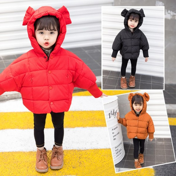 Gyermek téli kabát lányoknak kapucnival, három színben