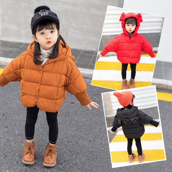 Gyermek téli kabát lányoknak kapucnival, három színben