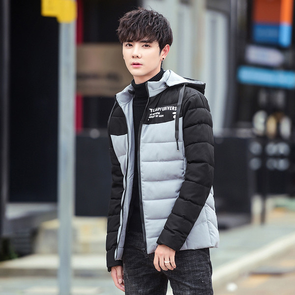 Stílusos férfi kabát felirattal és kapucnival, három színben