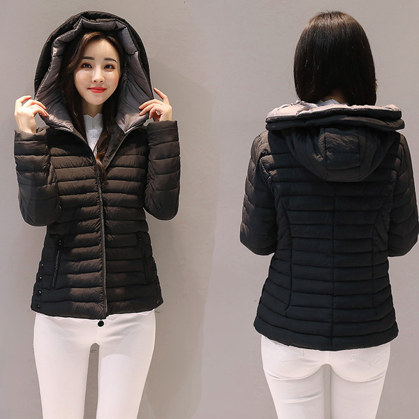 Modern női kabát kapucnival, két színben