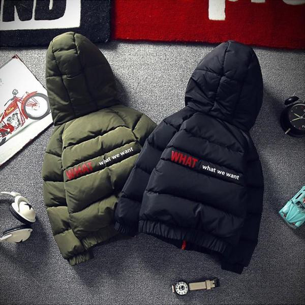 Geaca de iarna pentru baieti cu inscriptii in trei culori