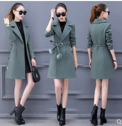 Stílusos női kabát nyakkendővel és pehellyel több színben