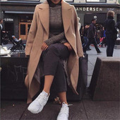 Κομψό γυναικείο παλτό  με κολάρο σε σχήμα V σε τέσσερα χρώματα