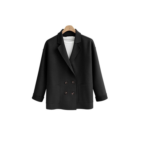 Modern női kabát V-alakú gallérral és zsebekkel, három színben