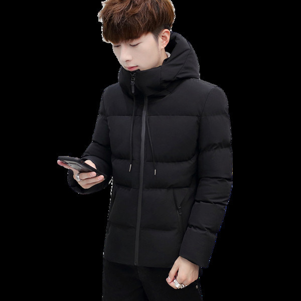 Férfi téli kabát kapucnival fekete és sötétkék színben