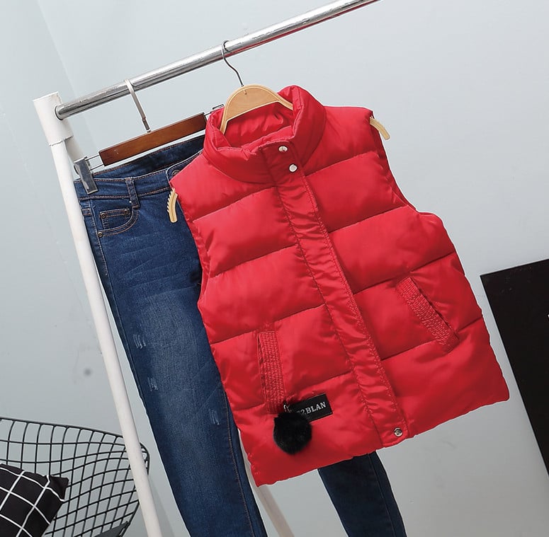 Modern női mellény O-alakú gallérral több színben