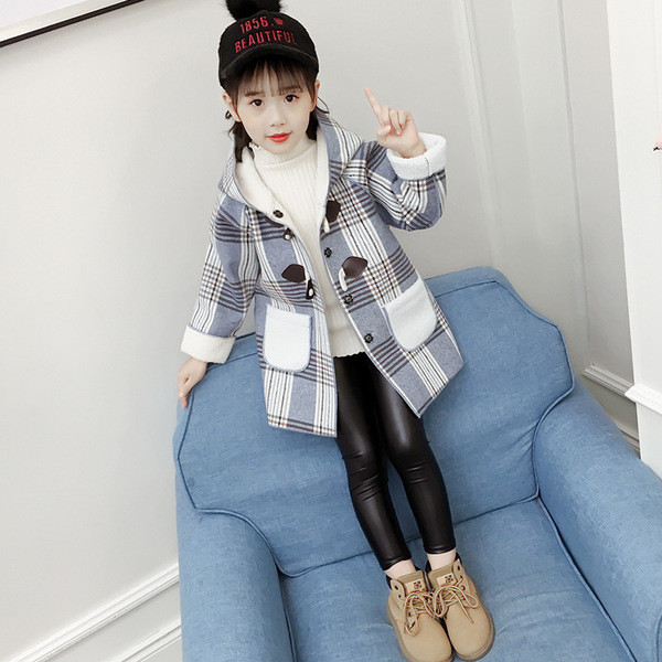 Gyermek kockás kabát lányoknak két színben