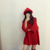 Női pulóver széles modell 7/8-as ujjal, több színben