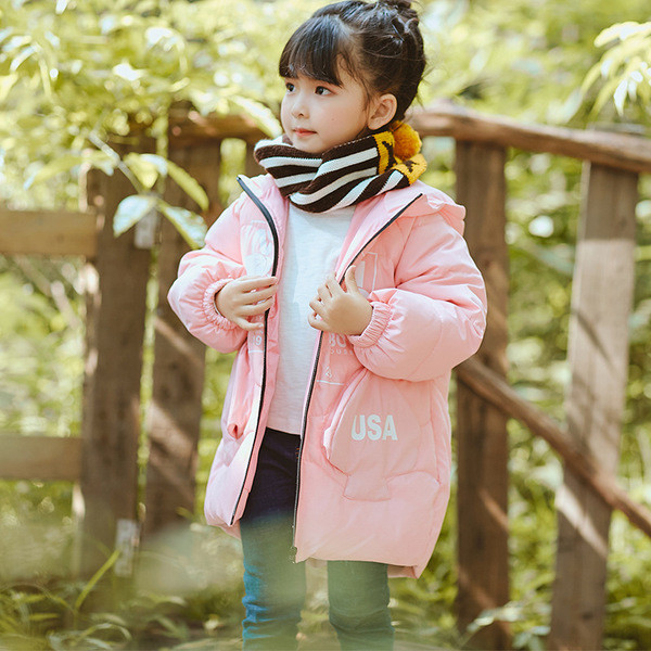 Παιδικό χειμωνιάτικο μπουφάν για κορίτσια με επιγραφές σε τρία χρώματα