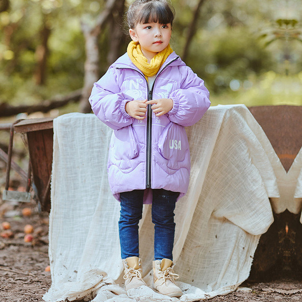 Παιδικό χειμωνιάτικο μπουφάν για κορίτσια με επιγραφές σε τρία χρώματα