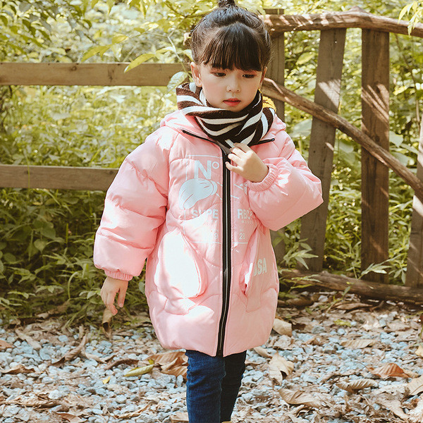Παιδικό χειμωνιάτικο μπουφάν για κορίτσια με επιγραφές σε τρία χρώματα