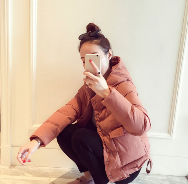 Дамско яке с качулка в черен и розов цвят