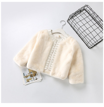 Elegáns gyerekkabát lányoknak két színben díszítő gyöngyökkel