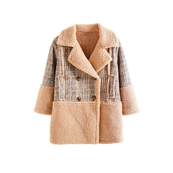 Rózsaszín kockás gyerekkabát lányoknak