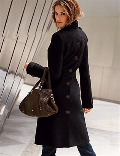 Hosszú női kabát övvel és gombokkal, négy színben