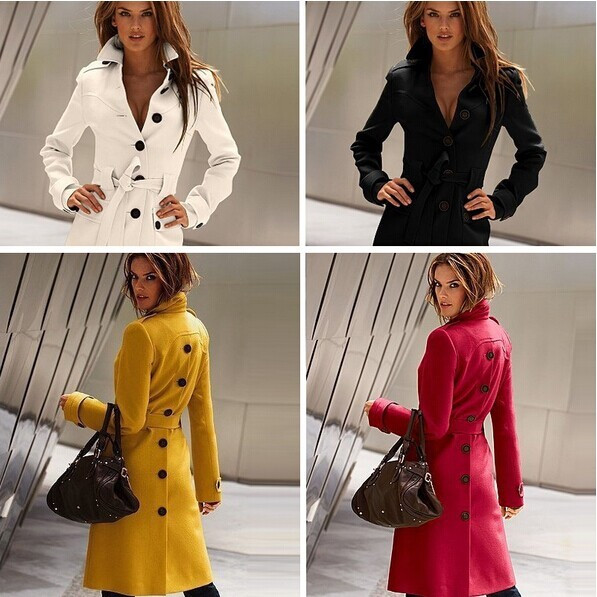 Hosszú női kabát övvel és gombokkal, négy színben