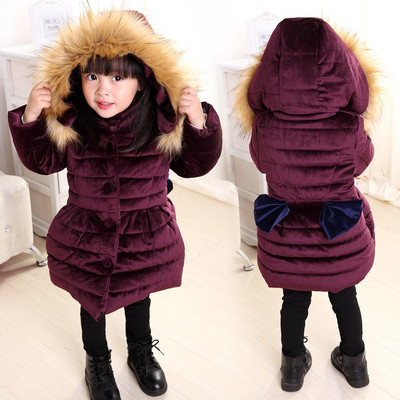 Modern gyerekkabát lányoknak szalaggal és kapucnival