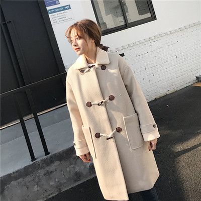 Зимно дамско палто дълъг модел с джобове в два цвята