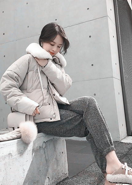 Дамско яке с пухена яка в три цвята