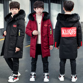 Зимно детско яке за момчета с пухена качулка в два цвята 