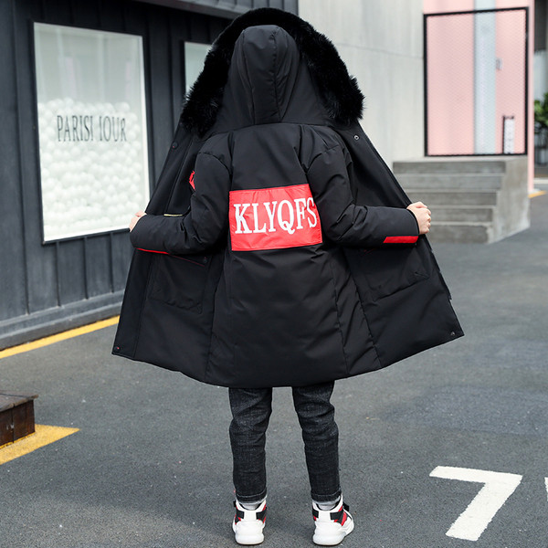 Зимно детско яке за момчета с пухена качулка в два цвята 