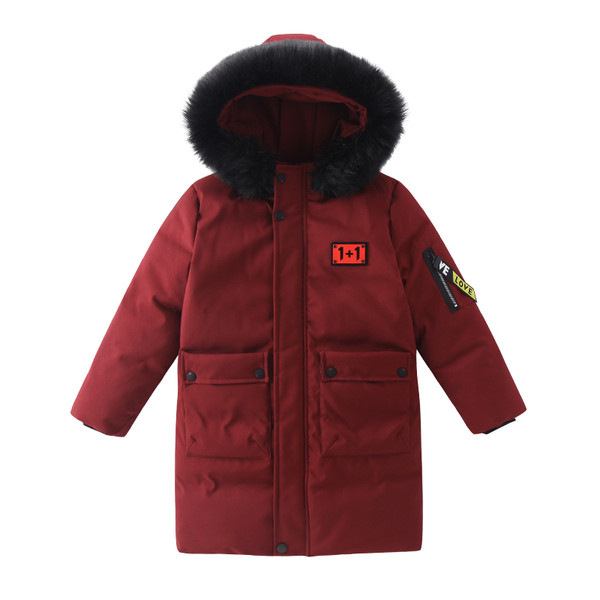 Зимно детско яке за момчета с пухена качулка в два цвята 