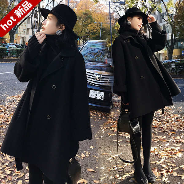 Дамско елегантно палто в черен цвят 