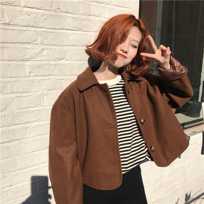 Късо дамско палто широк модел в три цвята