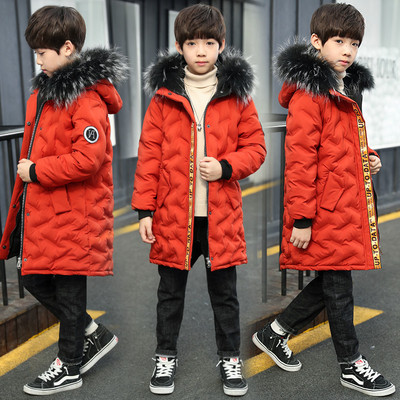 Небрежно детско дълго яке в два цвята  с пухена качулка