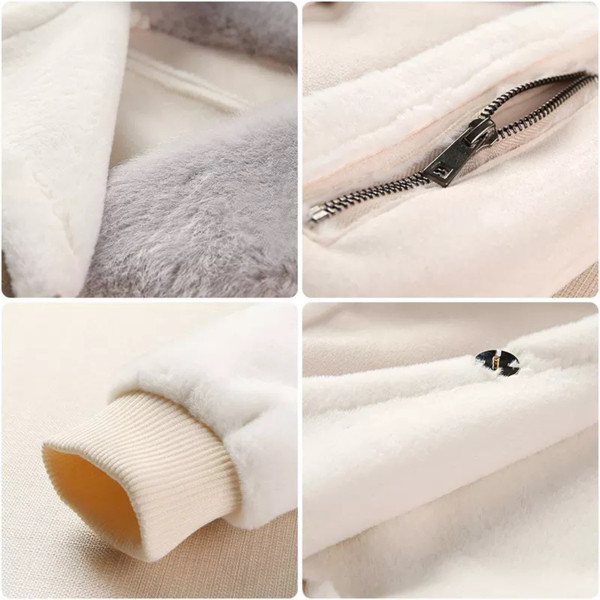 Ново дамско стилно яке с пухена яка в два цвята