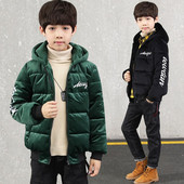 Детско яке за момчета с качулка и надписи в три цвята