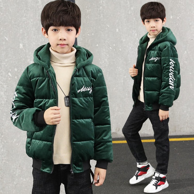 Geaca de copii pentru baieti cu gluga si inscriptii in trei culori