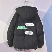 Geaca de iarna pentru barbati cu gluga si aplicatie colorata in mai multe culori