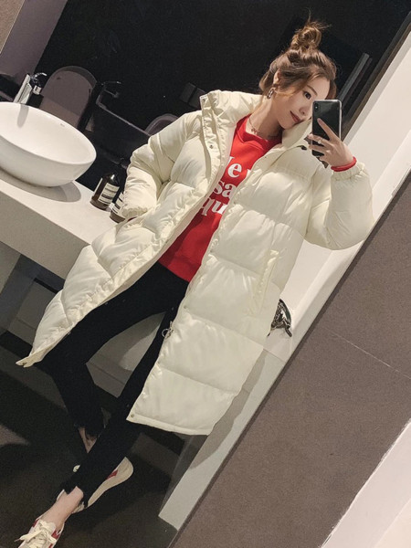 Дамско дълго яке с надпис на гърба 