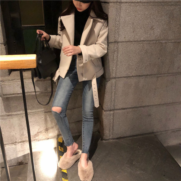 Актуално дамско палто с колан в три цвята