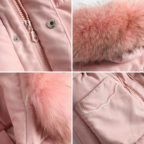 Дамско зимно яке с пух на качулката в три цвята