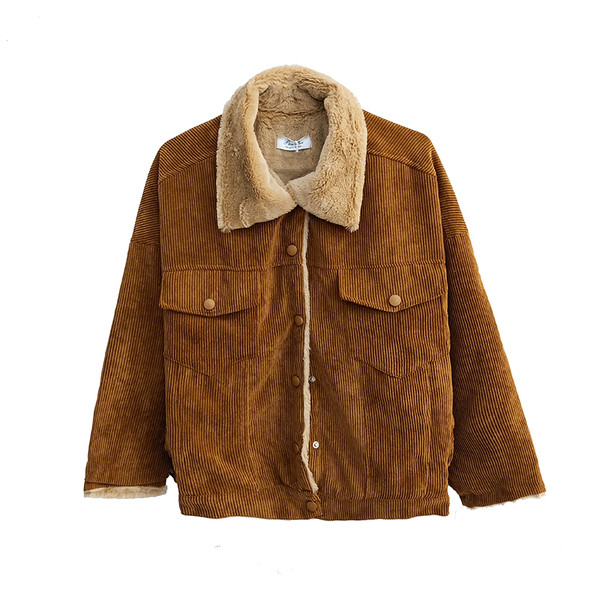 Стилно дамско зимно яке с мека подплата в кафяв цвят