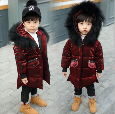Eлегантно детско яке за момчета с пухена качулка в три цвята