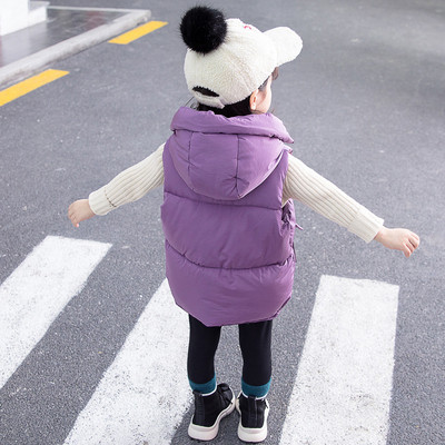 Модерен асиметричен детски елек за момичета в три цвята