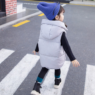 Модерен асиметричен детски елек за момичета в три цвята